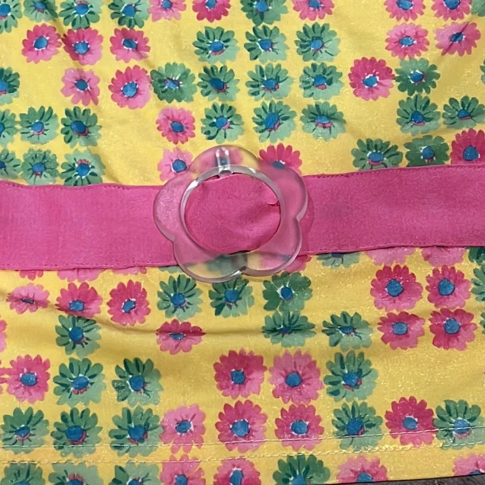 NEW TRUE VINTAGE 90's DEADSTOCK KIDS RETRO FLORAL PRINT BELTED STRETCH SHIRT